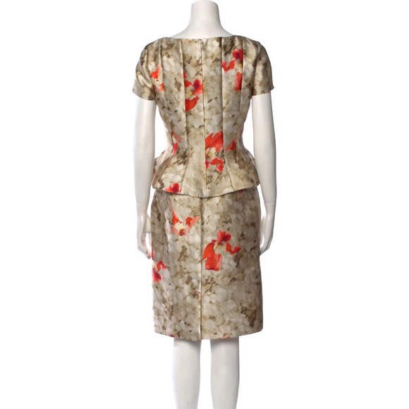 NWOT. Oscar de la Renta Printed Silk Peplum Dress US 4 - Picture 7 of 7